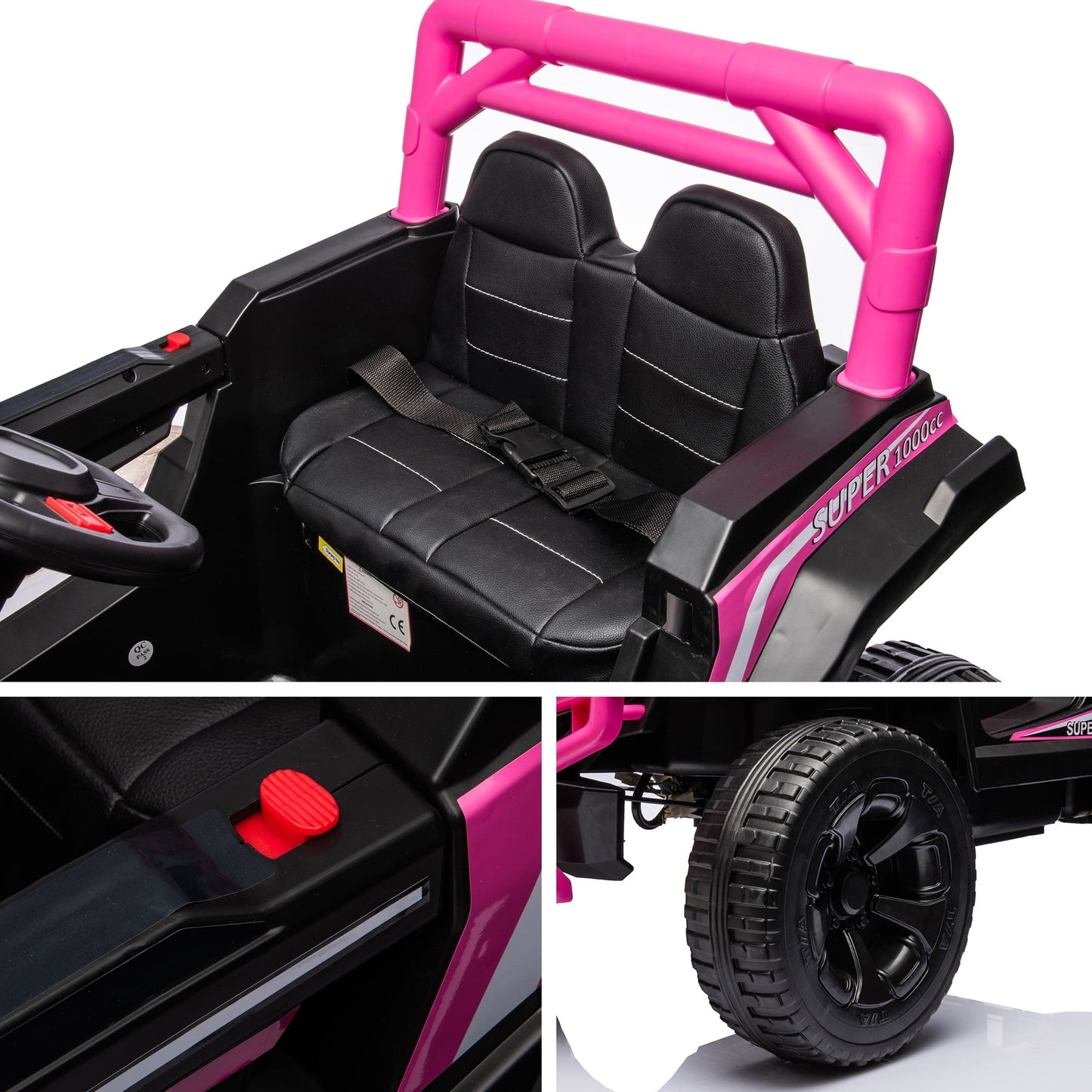 Track 7 Kids Ride on UTV, 12V Ride on Car w/Remote Control, 2-Seater Electric Car, Music ,Pink