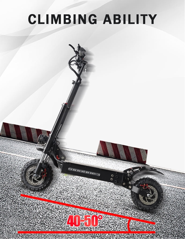 LISUEYNE Electric Scooter with Seat, Max Speed 50MPH, 50 Mile Long Range, 60V 5600W Dual Drive, 11" Tires off Road Adult Electric Scooter, LCD Display, Folding Kick Scooter