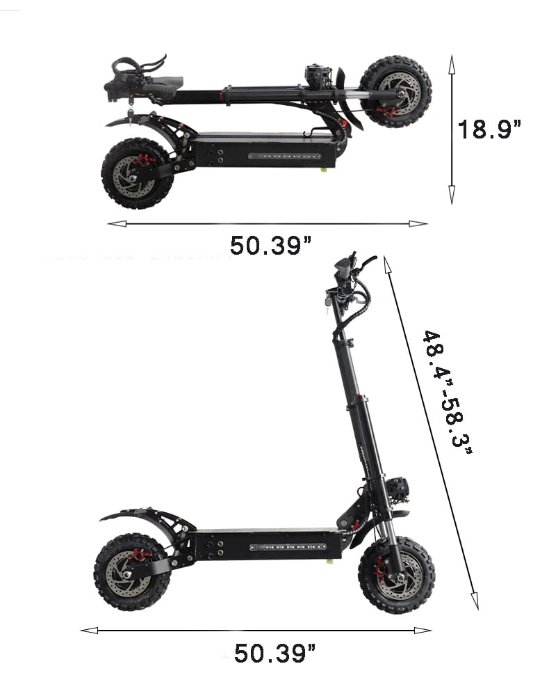 LISUEYNE Electric Scooter with Seat, Max Speed 50MPH, 50 Mile Long Range, 60V 5600W Dual Drive, 11" Tires off Road Adult Electric Scooter, LCD Display, Folding Kick Scooter