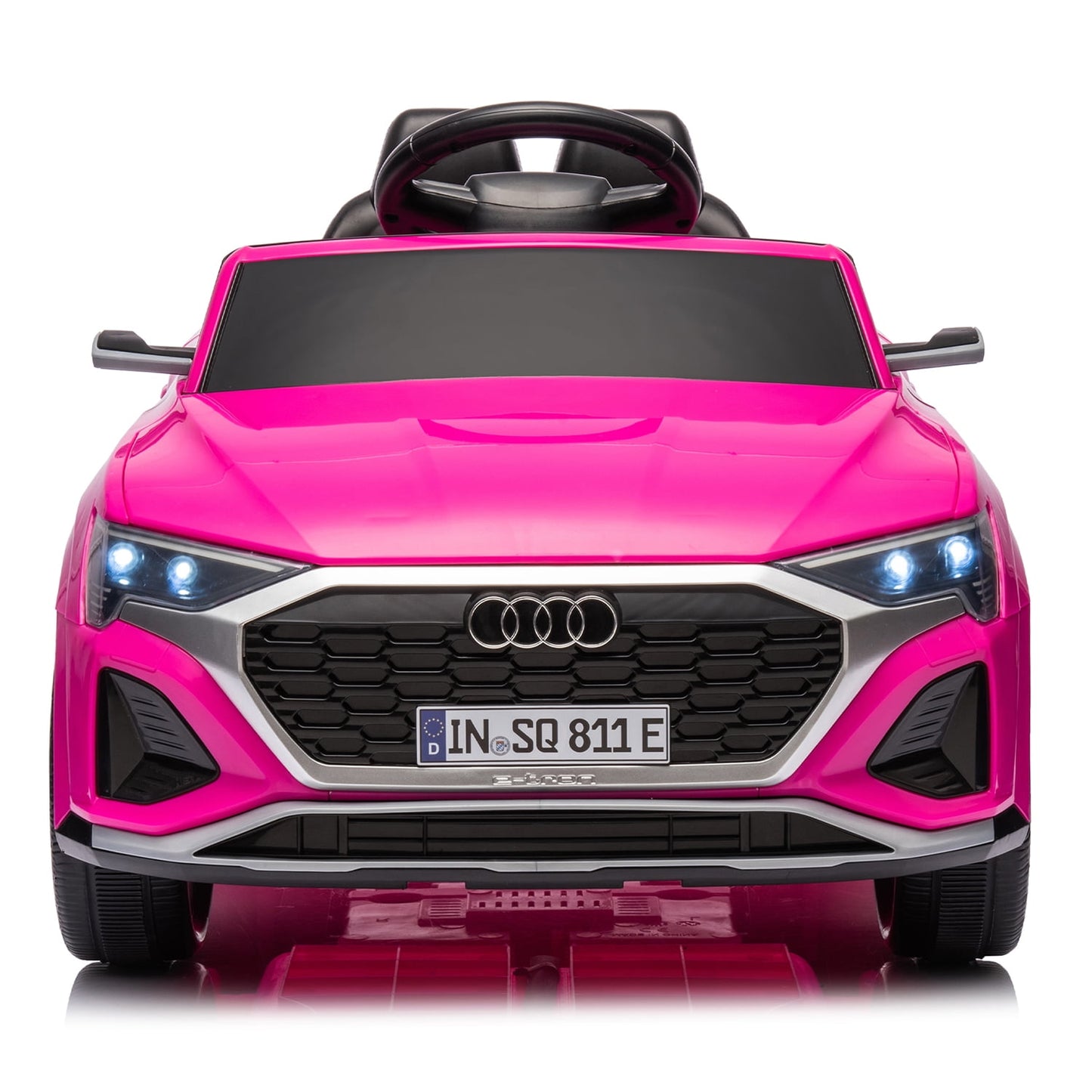 Track 7 Licensed Audi SQ8 Ride on Car with Remote Control, 12V Electric Car for Kids Age 3+, Music, Hanging Start, Speed Adjustment, LED Lights, Suspension, Power Display, Pink