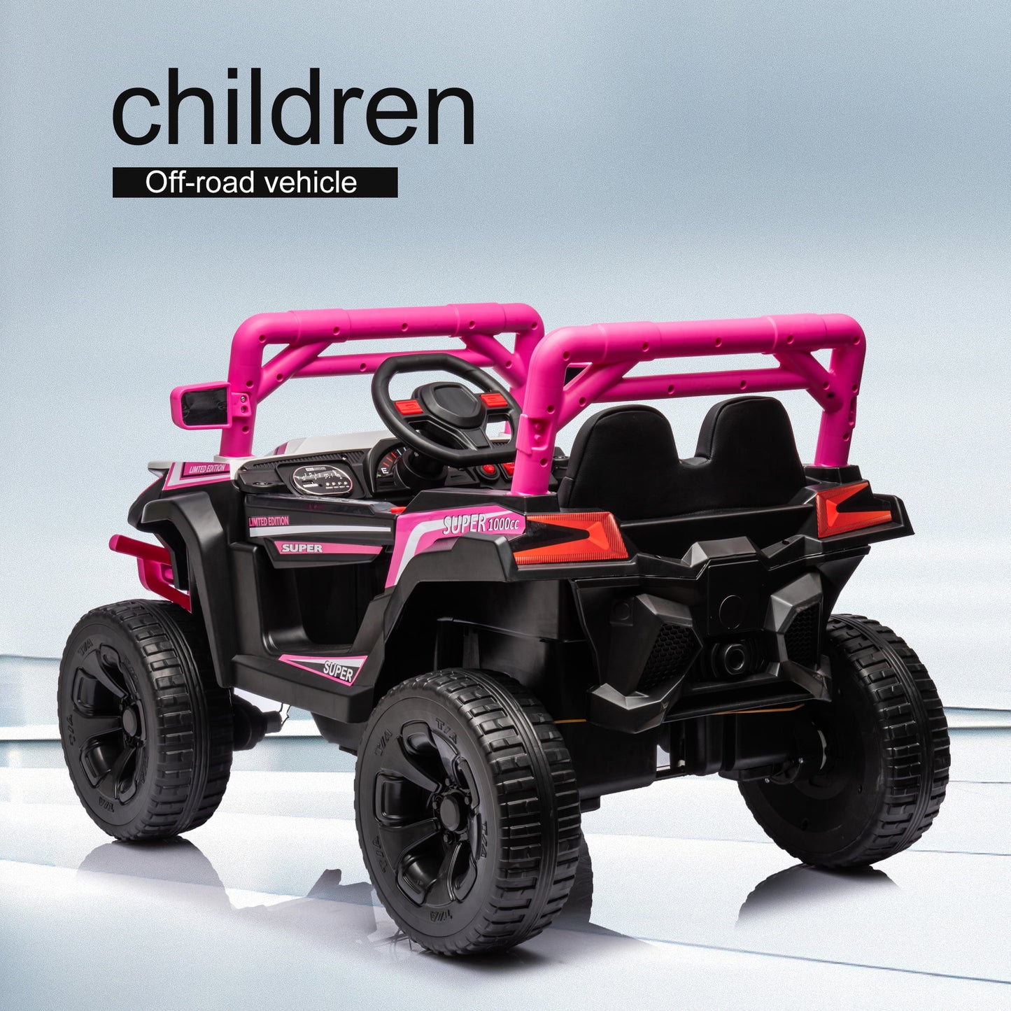 Track 7 Kids Ride on UTV, 12V Ride on Car w/Remote Control, 2-Seater Electric Car, Music ,Pink