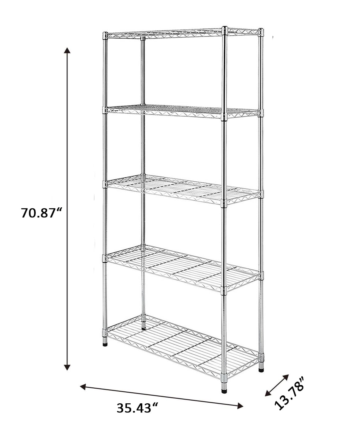 COOKCOK 5 Tire Wire Shelving Unit, 35.4" x 13.8"x 71" Heavy Duty Storage Shelving Unit, Height Adjustable Rolling Metal Shelf for Restaurant Garage Pantry Kitchen, 550lbs Capcity, Silver