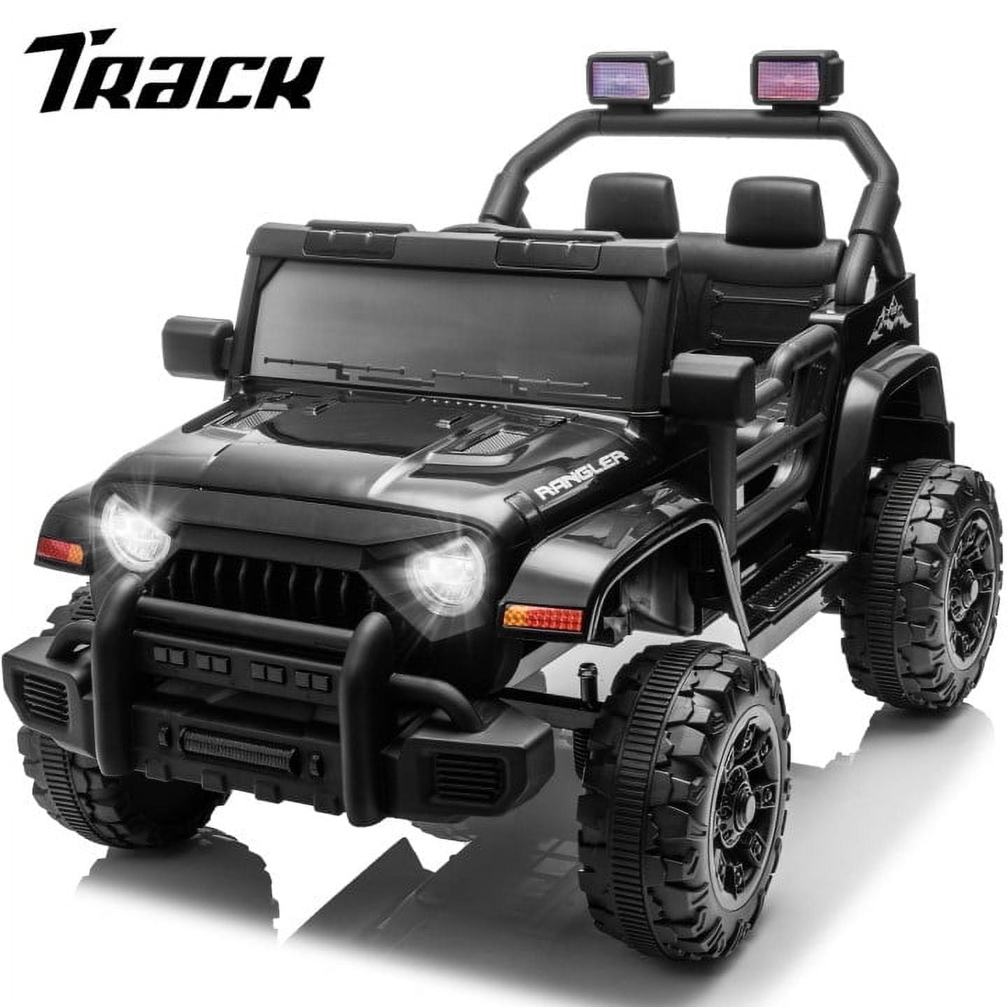 Track 7 Kids Ride on Truck, 12V Ride on Car with Remote Control, Kids Electric Car, Bluetooth, LED Lights, MP3, White