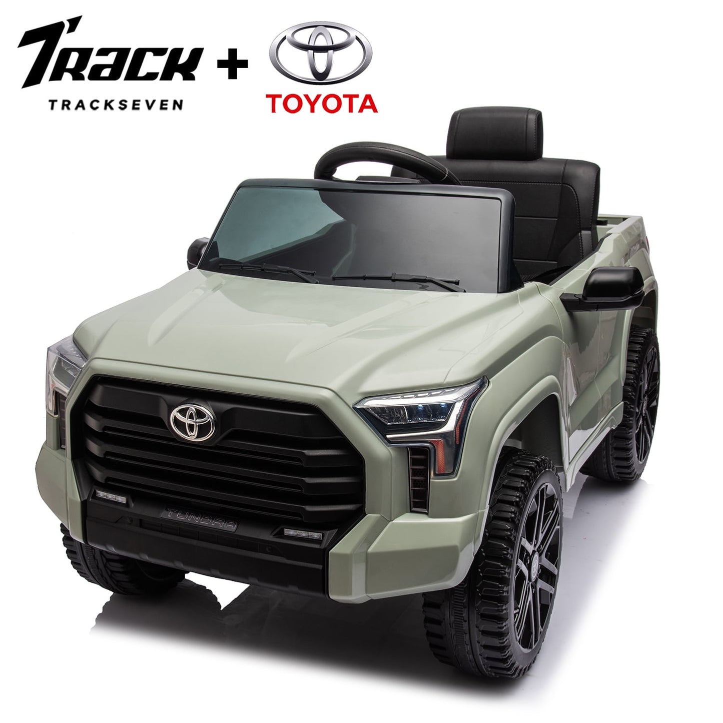 Track 7 Kids Ride on Car, 12V Licensed Toyota Tundra Pickup Electric Car with Remote Control, Music, LED Lights, Toyota Electric Vehicle Toy, Grey