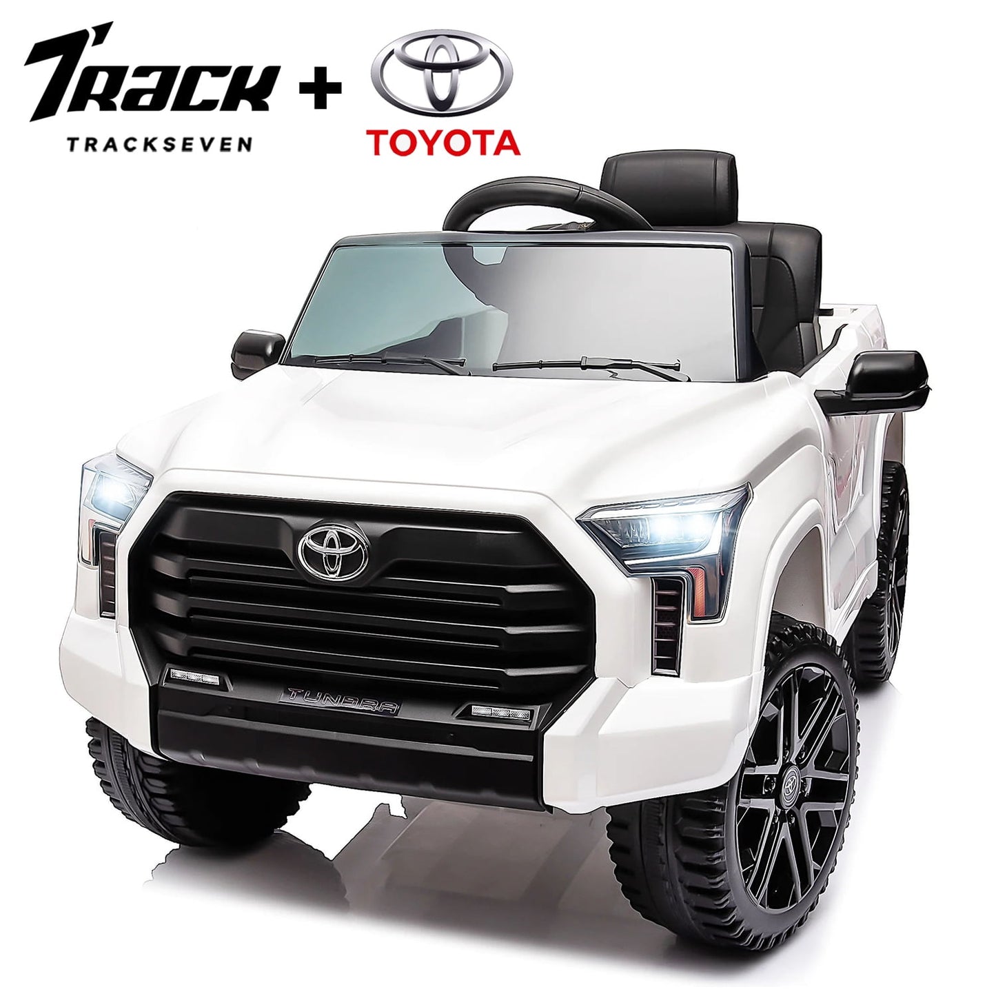 Track 7 Kids Ride on Car, 12V Licensed Toyota Tundra Pickup Electric Car with Remote Control, Music, LED Lights, Toyota Electric Vehicle Toy, Grey