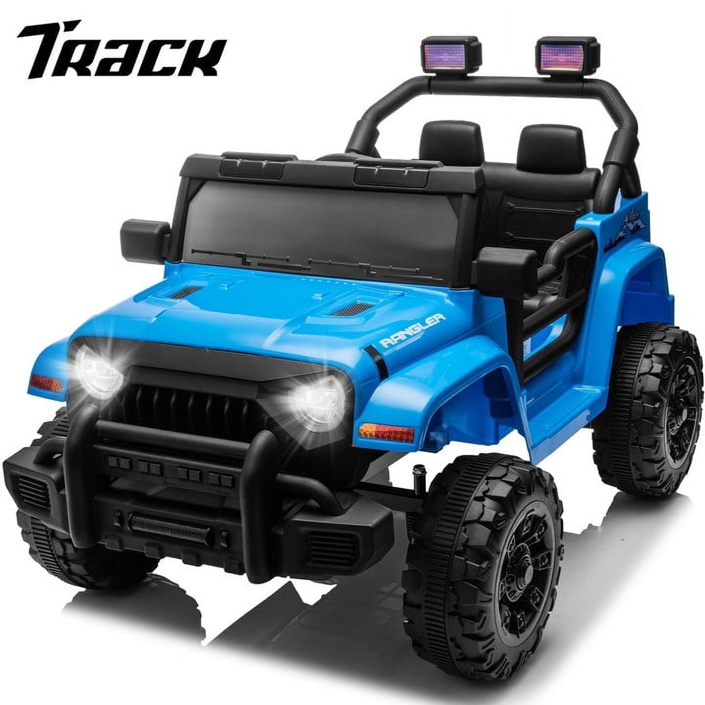 Track 7 Kids Ride on Truck, 12V Ride on Car with Remote Control, Kids Electric Car, Bluetooth, LED Lights, MP3, White