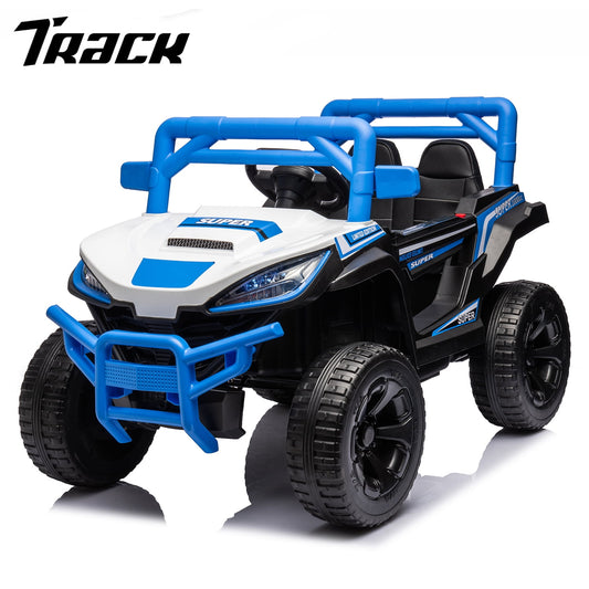 Track 7 Kids Ride on UTV, 12V Ride on Car w/Remote Control, 2-Seater Electric Car, Music, Blue