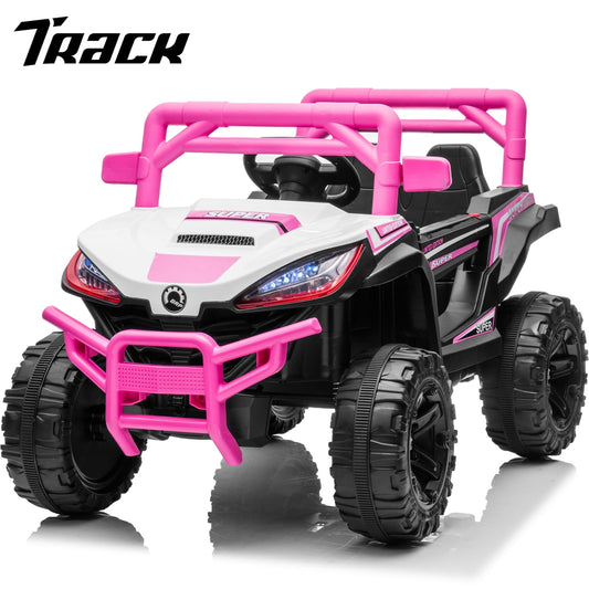 Track 7 Kids Ride on UTV, 12V Ride on Car w/Remote Control, 2-Seater Electric Car, Music ,Pink