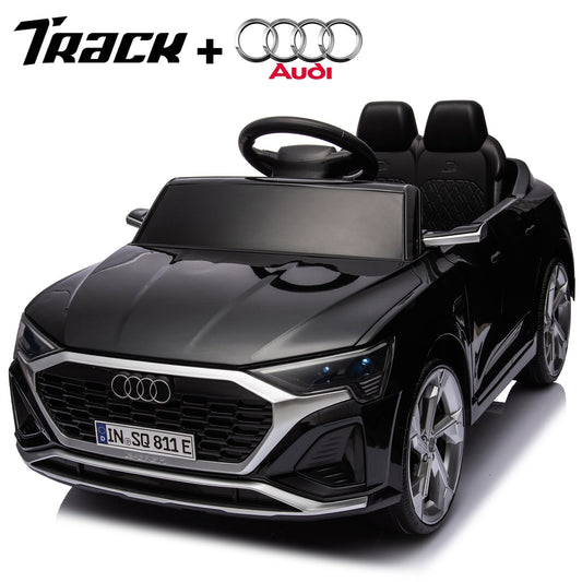 Track 7 Licensed Audi SQ8 Ride on Car with Remote Control, 12V Electric Car for Kids Age 3+, Music, Hanging Start, Speed Adjustment, LED Lights, Suspension, Power Display, Black