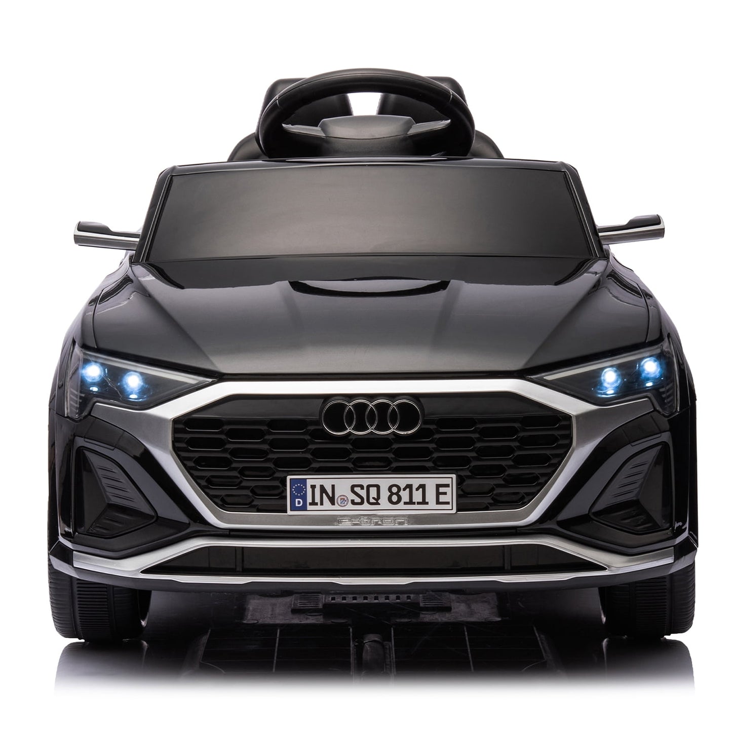 Track 7 Licensed Audi SQ8 Ride on Car with Remote Control, 12V Electric Car for Kids Age 3+, Music, Hanging Start, Speed Adjustment, LED Lights, Suspension, Power Display, Black