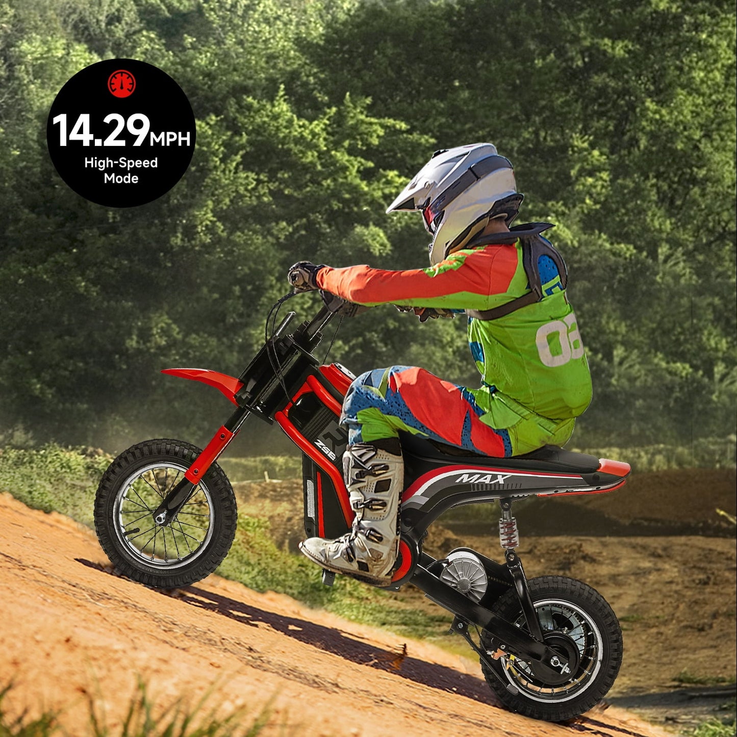 Track 7 24V Electric Dirt Bike, 350W Ride on Motorcycle with Twist Grip Throttle, Hand-Operated Dual Brakes, Leather Seat, Speed Up to 14.29 MPH, for Age 8-12, Red